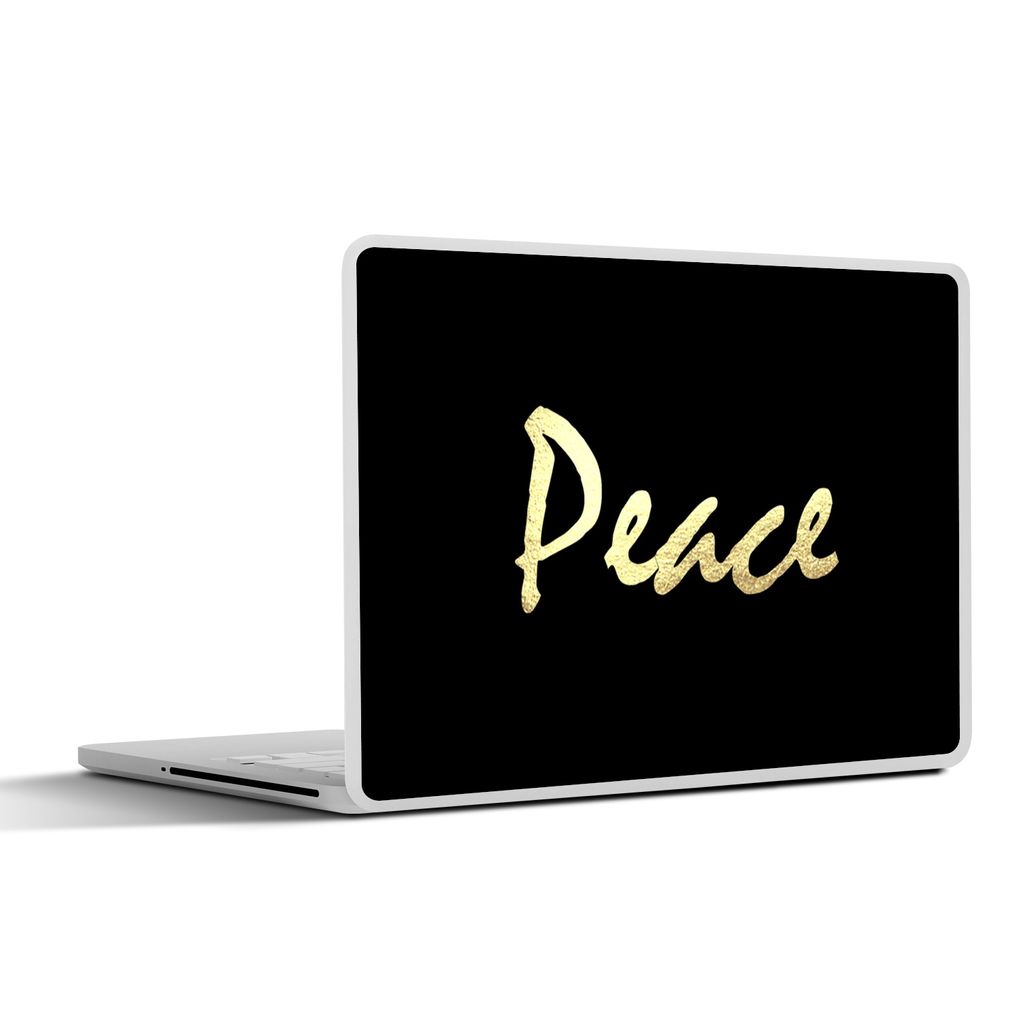 MuchoWow Laptop Aufkleber Sticker Cover Zitat - Frieden - Gold - Schwarz 32.5x23.5 cm - Sticker für Laptop - Selbstklebend