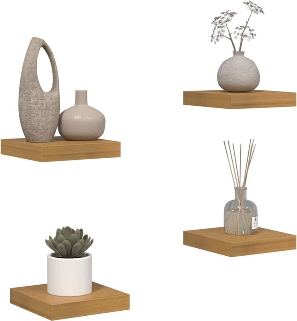 (Design 2026) Wandregal 4 pcs - Montage erforderlich - Beige 23 x 23,5 x 4cm Holzwerkstoff - Wandregale HOMMIE 152634 - Wandregale