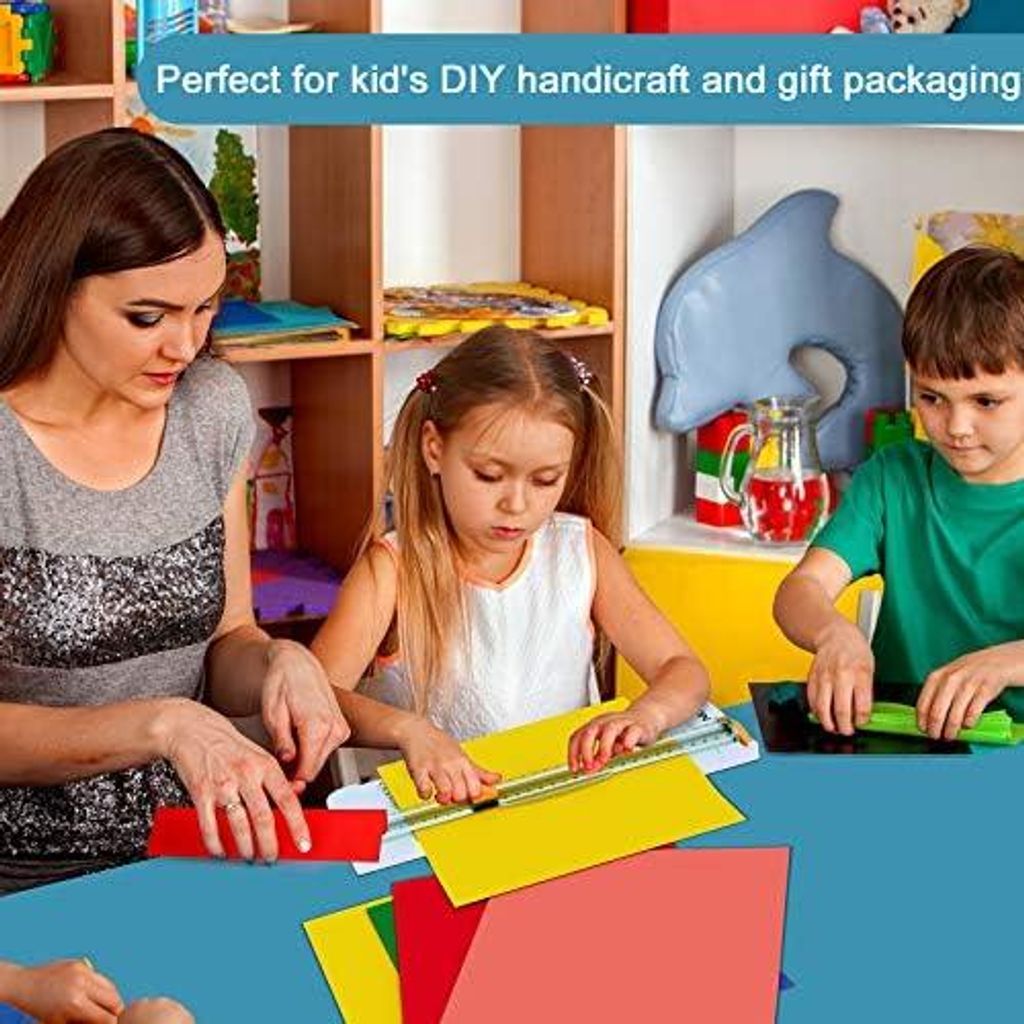 Tragbarer Papierschneider mit Fingerschutz und präziser Schneidelineal für A4 und A3 Papier, Bastelprojekte und Etiketten