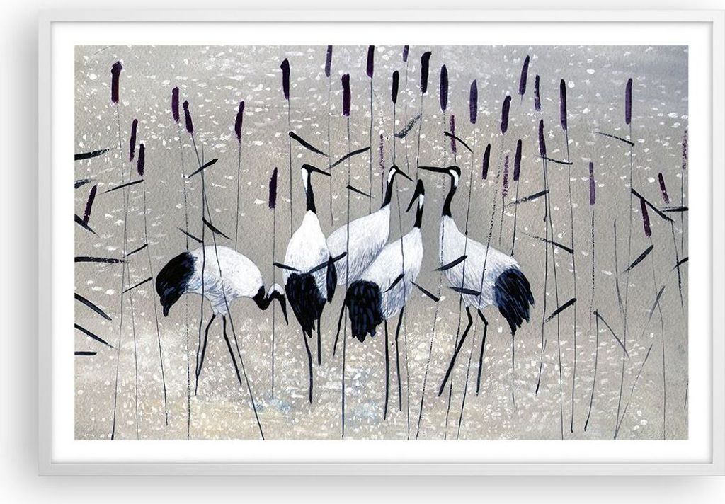 Gerahmtes Poster - Weißer Rahmen - Vogel Natur Wasser - 91,5x61 cm - Wand Bild - Wanddeko - Wandbilder - Kunstposter - Wandposter - Bilderrahmen -...