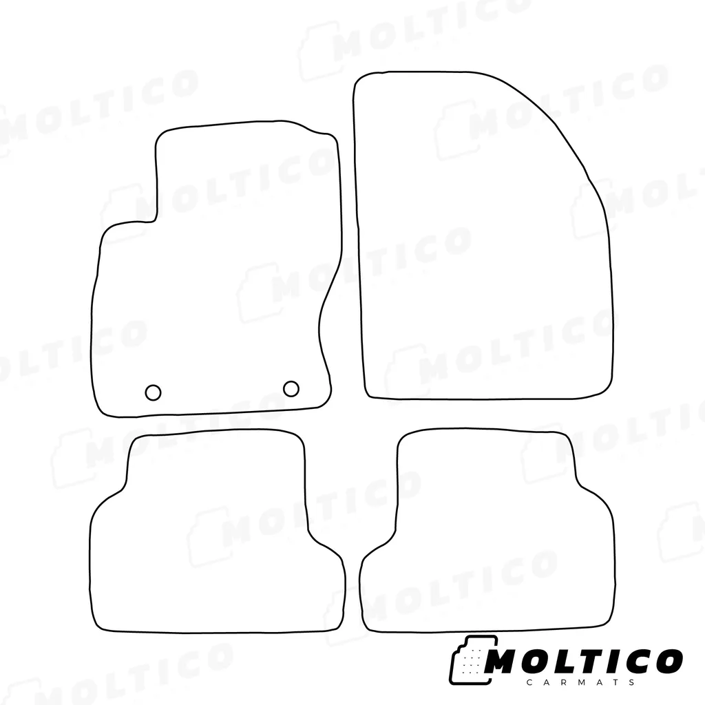Tappetini Ford Focus II 2004-2010 Velours Nero Cuciture Verdi Moltico - 2