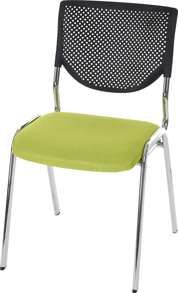 Sedia per visitatori T401, sedia da conferenza impilabile, tessuto/tessuto ~ seduta verde, piedini cromati
