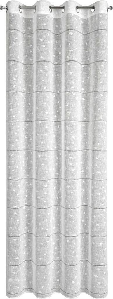 EUROFIRANY | Weihnachtsvorhang - 140 x 250 cm - weiß - Sterne - Dekorativ - Ösen