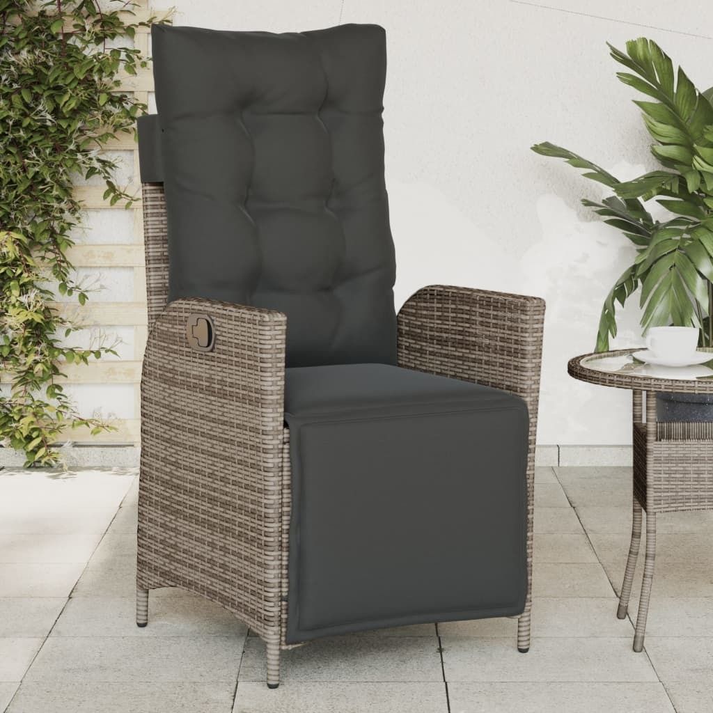 vidaXL Gartensessel mit Futeil Verstellbar Grau Poly