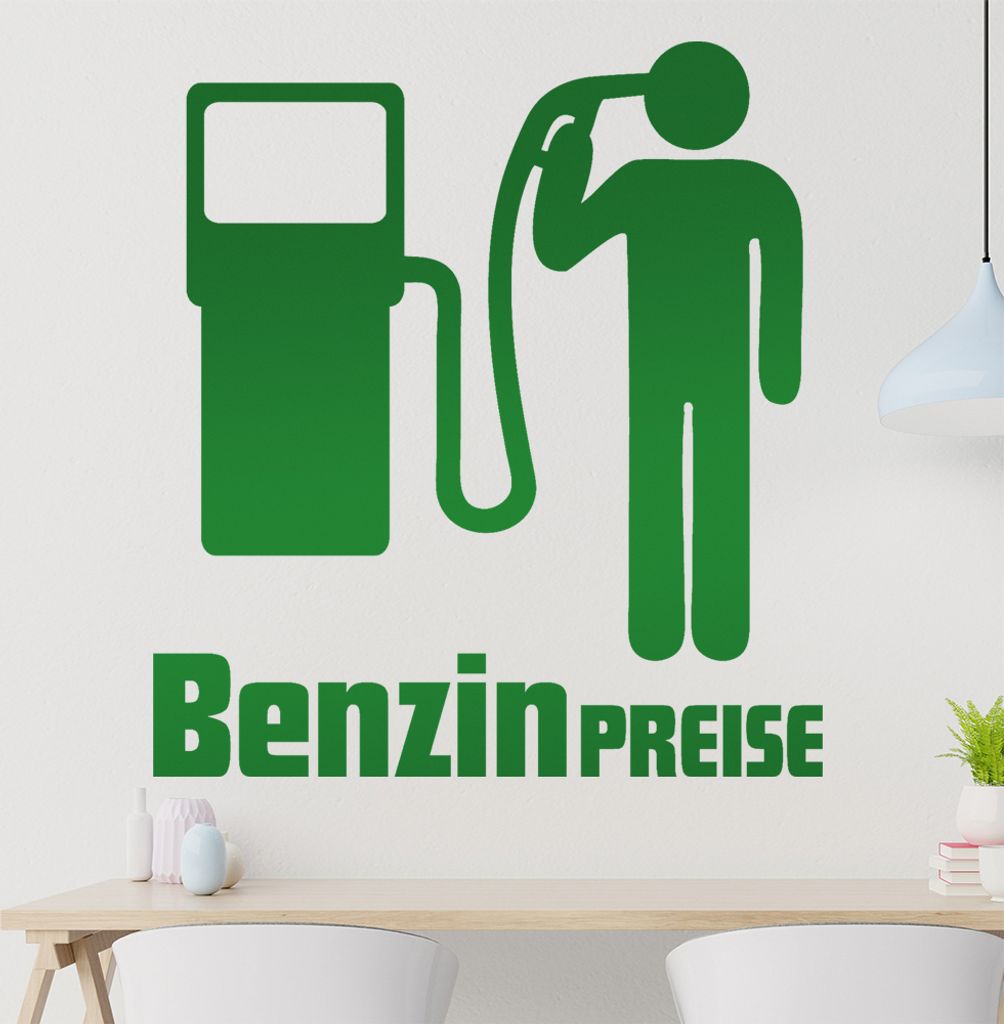 Benzin Preise Wandtattoo in 6 Größen - Wandaufkleber Wall Sticker - Dekoration, Küche, Wohnzimmer, Schlafzimmer, Badezimmer