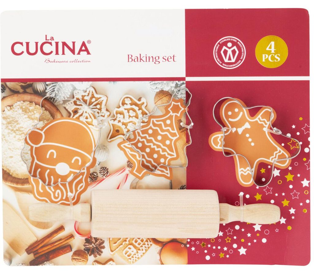 Set da forno per bambini MIRLI, mattarello in legno e 3 Immagine del prodotto 