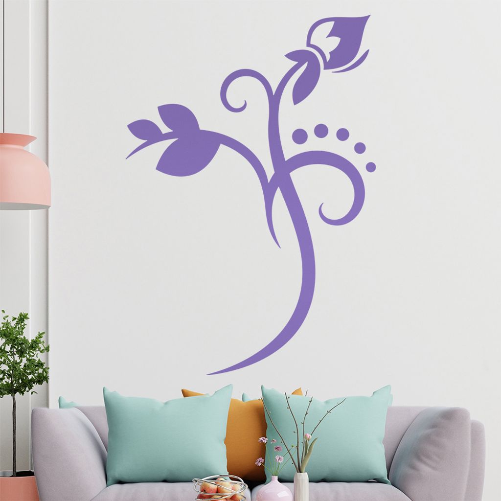 Blume - Linien Punkte Wandtattoo in 6 Größen - Wandaufkleber Wall Sticker - Dekoration, Küche, Wohnzimmer, Schlafzimmer, Badezimmer
