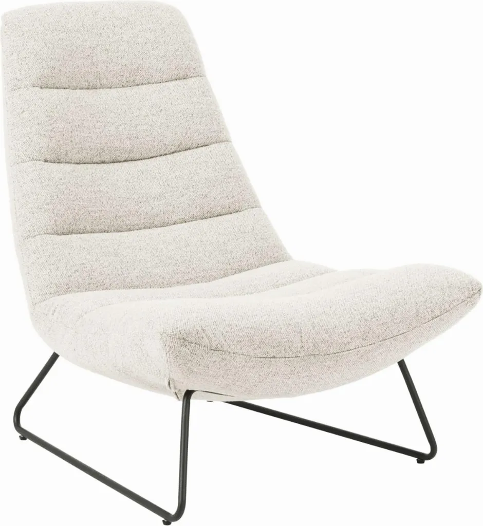 Fauteuil Lounge Rembourré Crème Forgents avec Structure Métal Stable