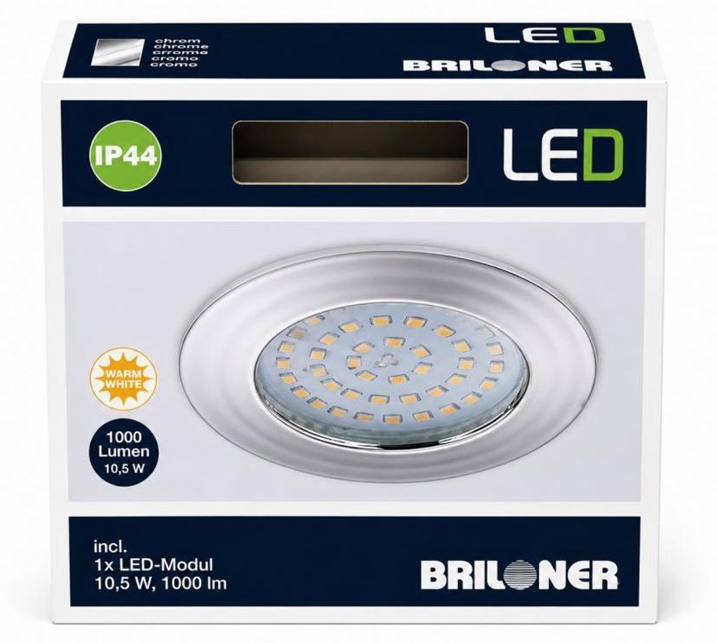 Briloner ATTACH LED Einbauleuchte Chrom 10,5W 1000lm 3000K Produktbild 