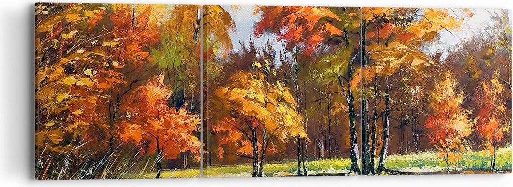 Bild auf Leinwand - Leinwandbild - Park Herbst Wasser - 90x30cm - Wand Bild - Wanddeko - Wandbilder - Leinwanddruck - Bilder - Kunstdruck - Wanddek...