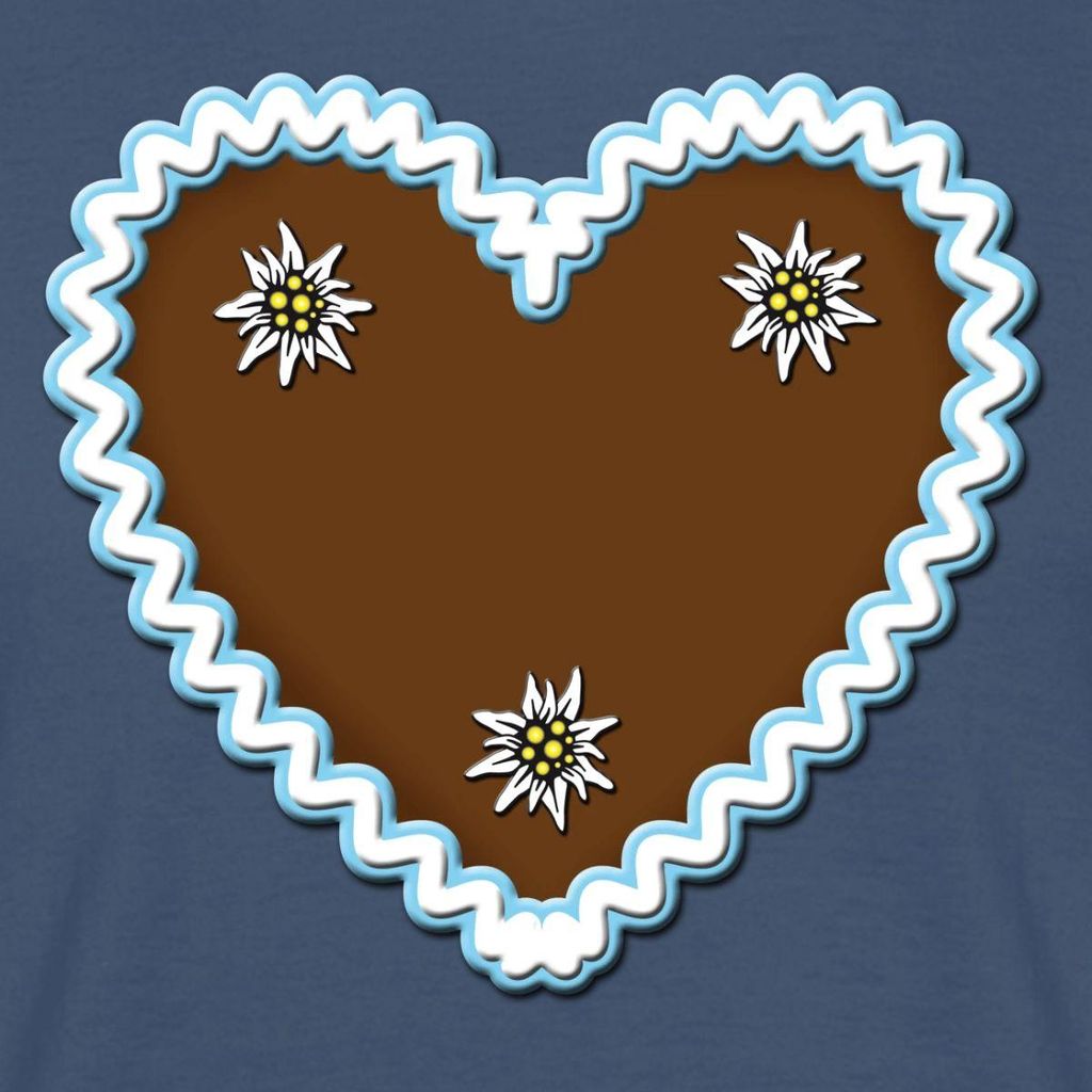 Spreadshirt Lebkuchenherz Design Mit Edelweiß Bayern Männer T-Shirt, 4XL, Dunkles Denimblau