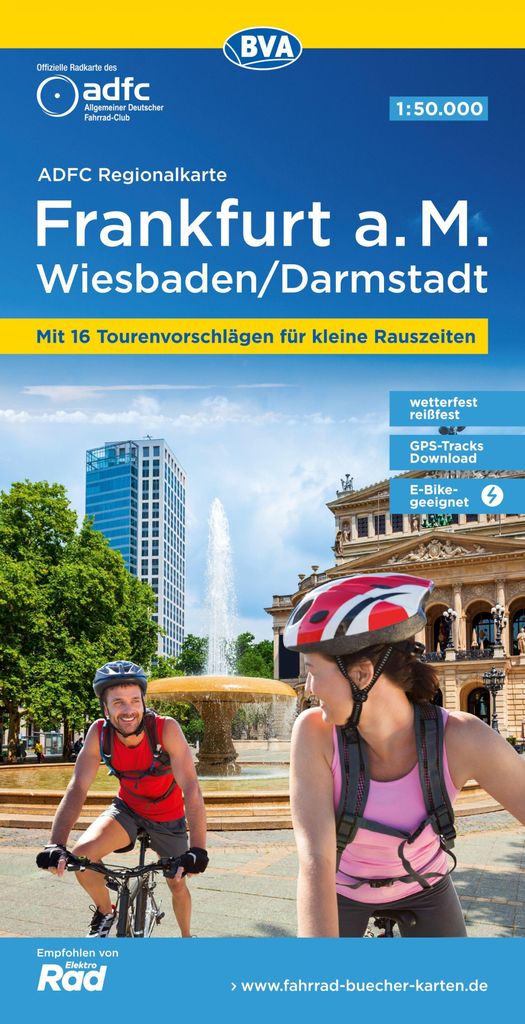 BVA ADFC Regionalkarte Frankfurt a. M. Wiesbaden /Darmstadt 1:50.000