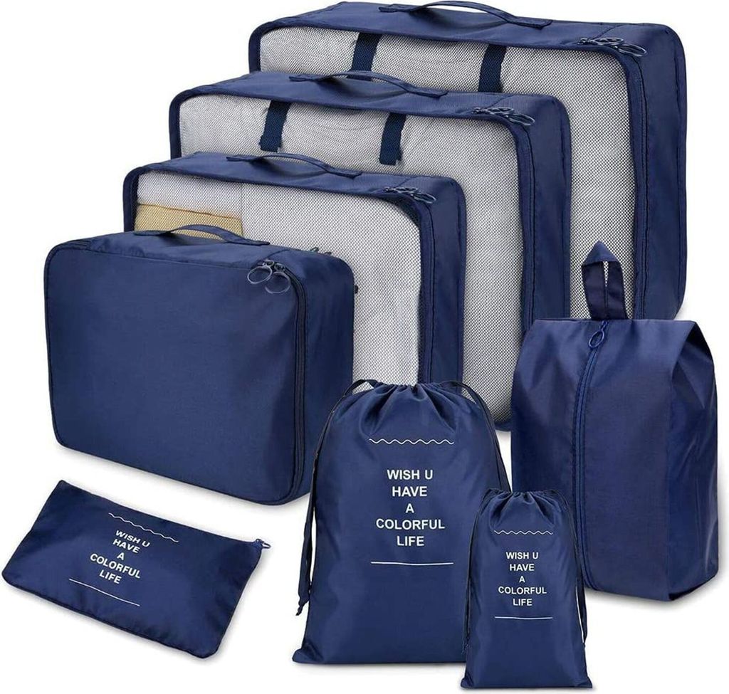 Koffer Organizer Set, 8-teilig Packtaschen, Packing Cubesfür Kleine, mittelgroße, große kleidertaschen, Kosmetik Tasche und Schuhbeutel Wasserdi...