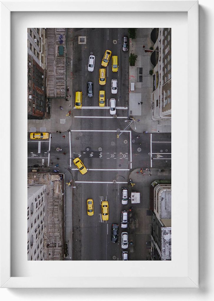 Manhattan 5th Avenue New York– Wandbild mit Rahmen – Gerahmtes Bild – Wanddekoration – 40x60 cm – Weiß