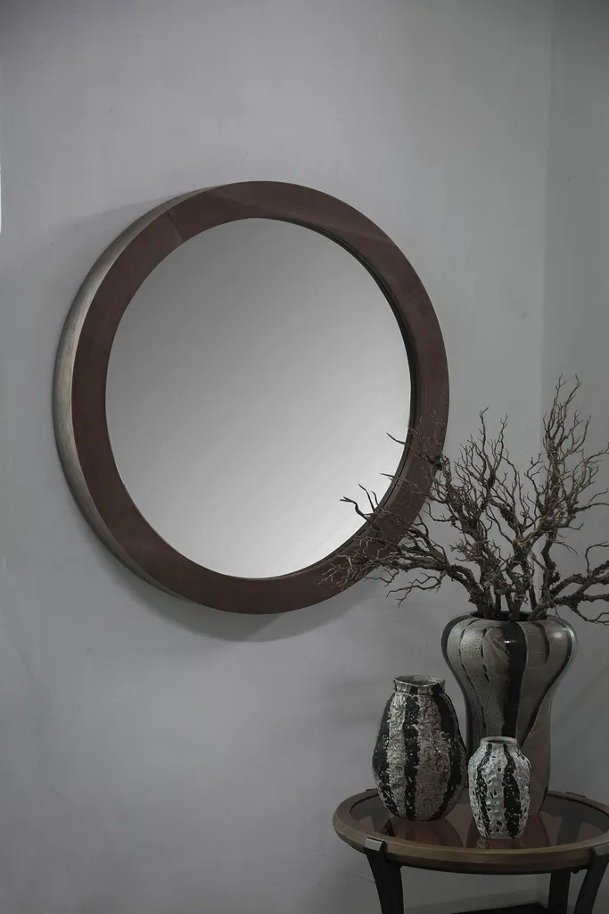 Miroir rond en bois PTMD Ø60 cm - Décoration murale style bohème