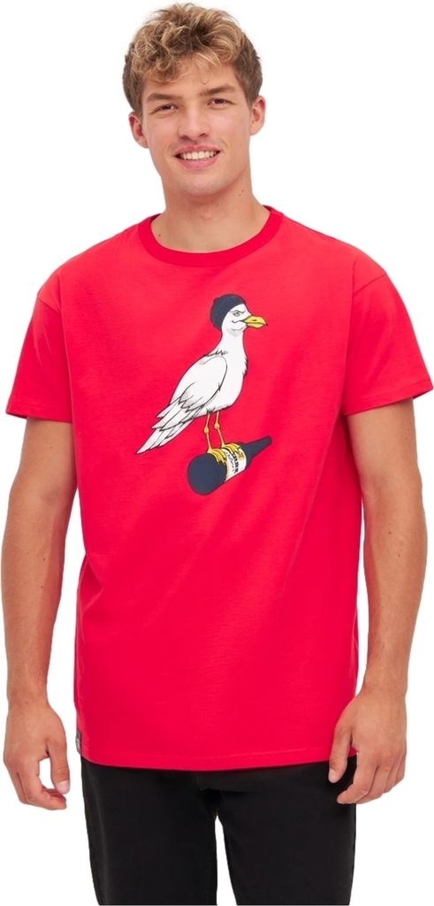 DERBE HAMBURG M-04-TS-STURMMÖWE Herren T-Shirt, Größe:L, Farbe:Red / Navy