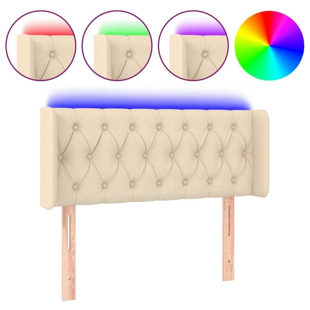 vidaXL LED Kopfteil Creme 103x16x78/88 cm Stoff