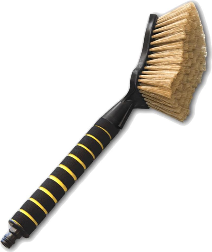 A cleaning brush with a hose connection.