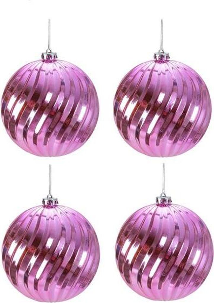 4 Stück Große Weihnachtskugel Rosa Ø 15 cm Dekokugel zum Produktbild 