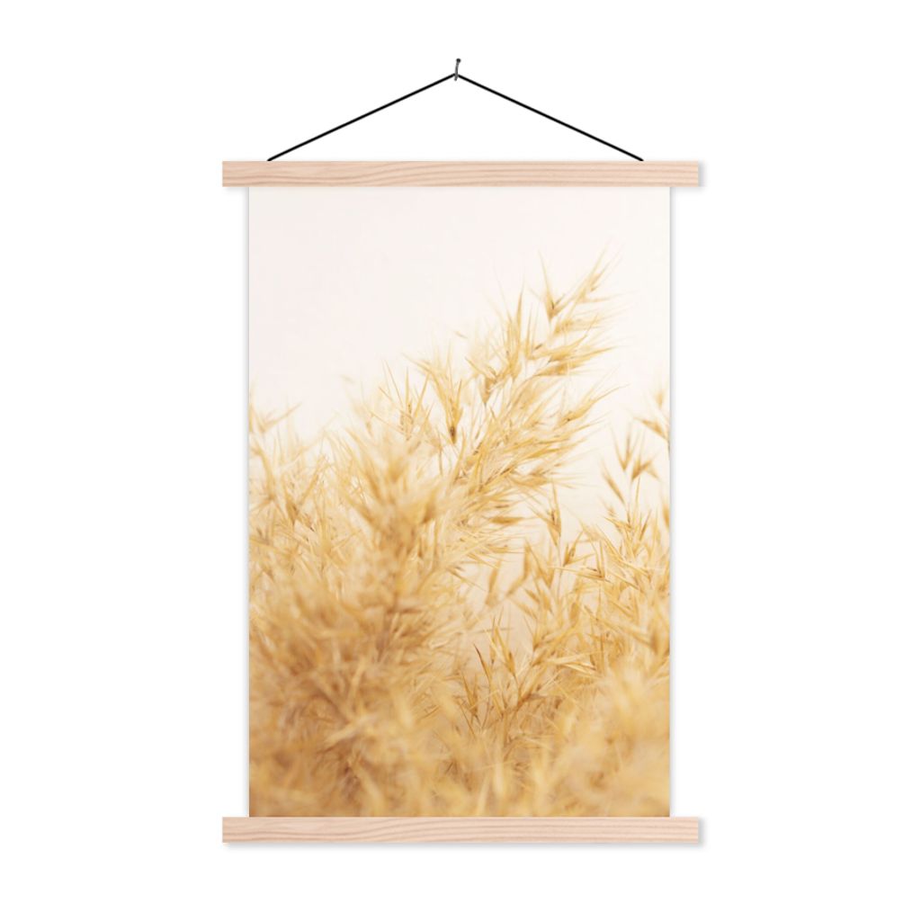 MuchoWow Textilposter Pampasgras - Sonne - Gras 60x90 cm mit holzfarbenen Rahmen - Textil