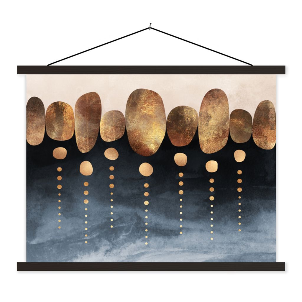 MuchoWow Textilposter Gold - Abstrakt - Luxus 60x45 cm mit schwarzem Rahmen - Poster Schlafzimmer