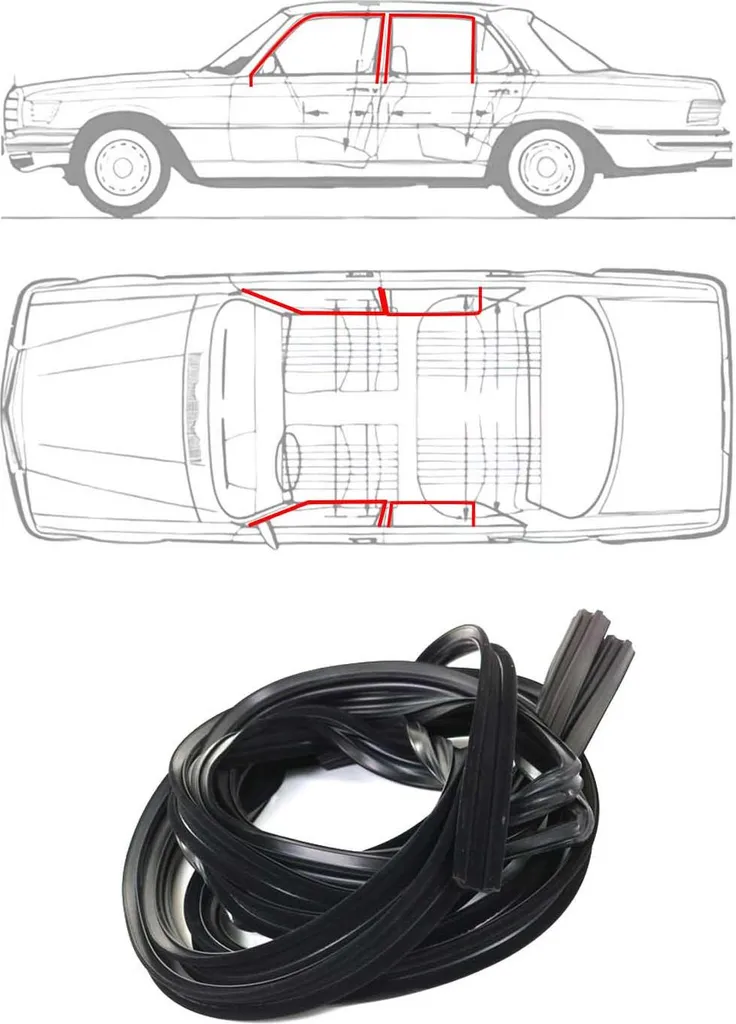 Joint de Portière Caoutchouc pour Mercedes W116 Classe S 1972-1980