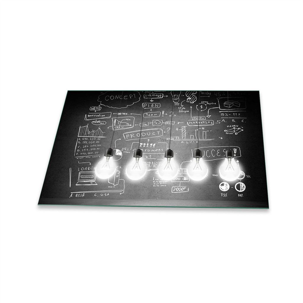 Herdabdeckplatte Glaskeramik 1 Teilig 80x52 Retro Schwarz Abdeckung Glas Spritzschutz