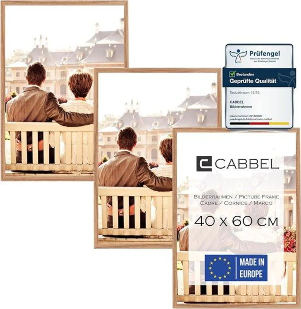 Cadre photo bois 40x60 cm style collage moderne avec profilé en chêne