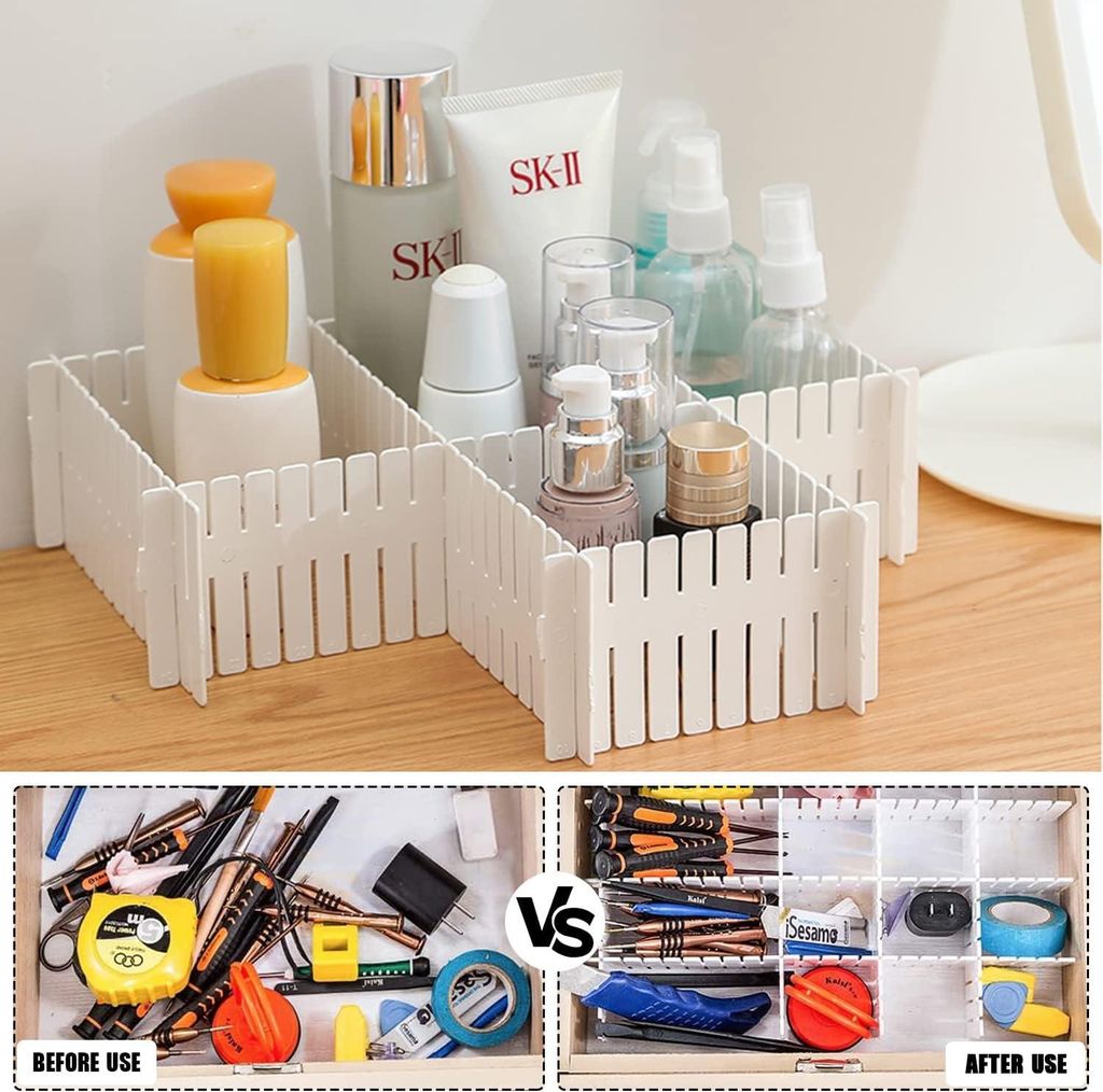 Allecto Premium - Ladeverdeler 16 Stück verstellbares Aufbewahrungssystem weiß - Schrankorganizer für Unterwäsche und Socken.