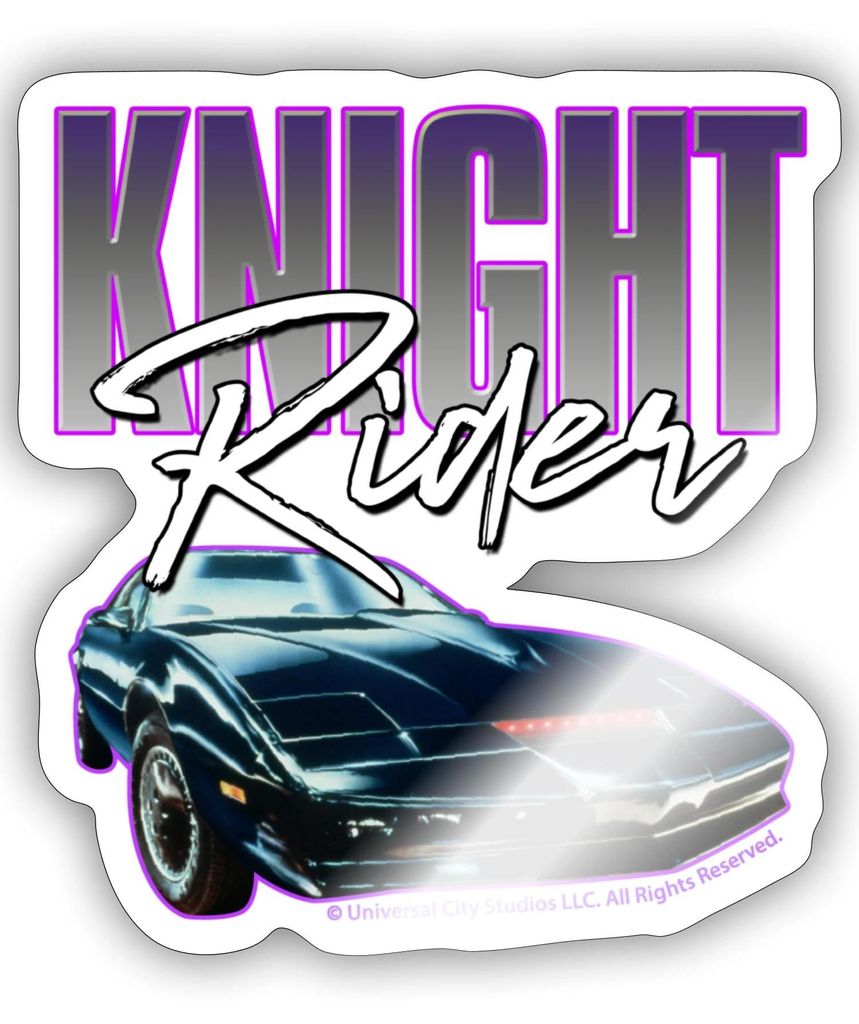 Spreadshirt Knight Rider Schriftzug Und Auto Sticker Aufkleber, 10 x 10 cm, Weiß glänzend