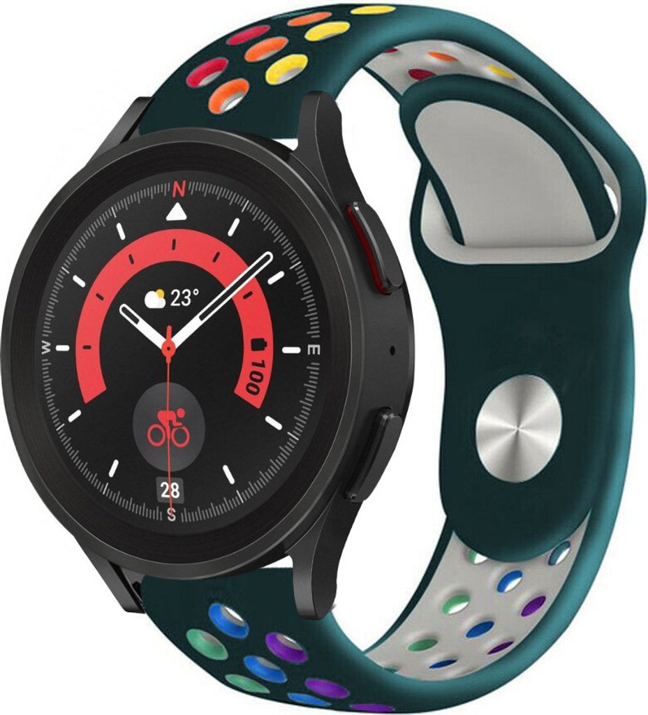 Strap-it Samsung Galaxy Watch 5 Pro Sportarmband (TannenGrün/Bunt)