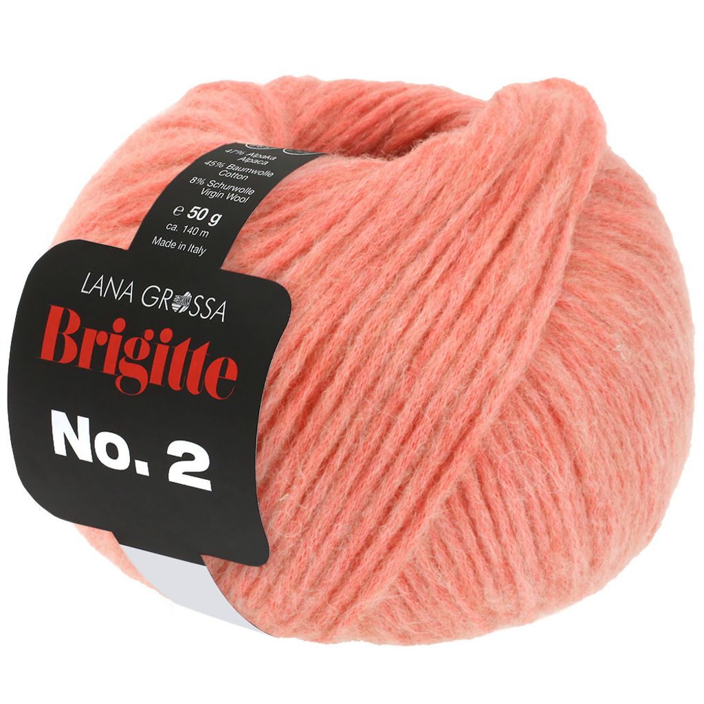 Lana Grossa BRIGITTE NO. 2 50 g hochwertige Mischung aus Schurwolle, Baumwolle und Alpaka 140 m Farbe 046 - Lachs
