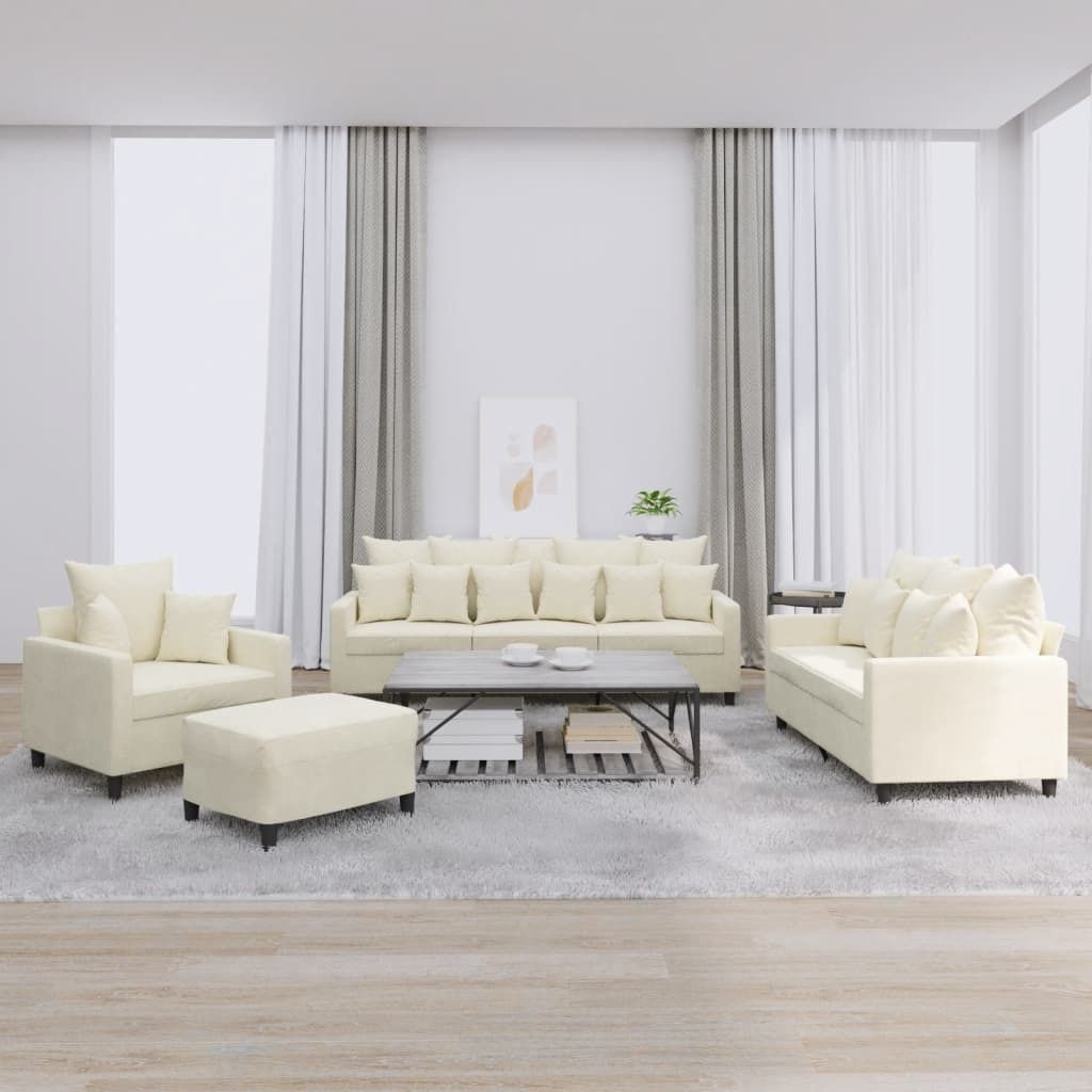 Maison Exclusive - 4-tlg. Sofagarnitur mit Kissen Creme Samt