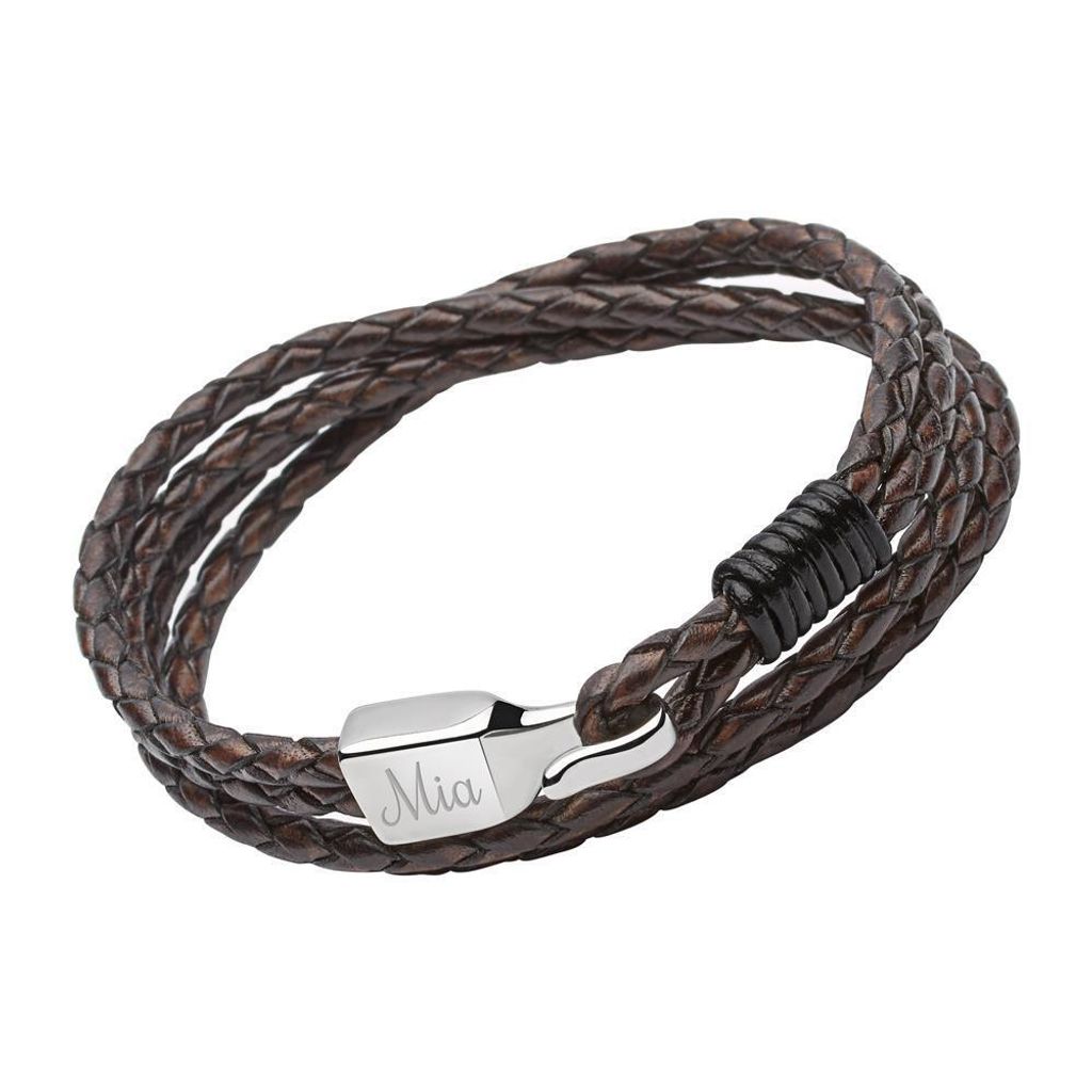 Braunes Lederarmband Hakenverschluss (Länge: 42cm) Produktbild 