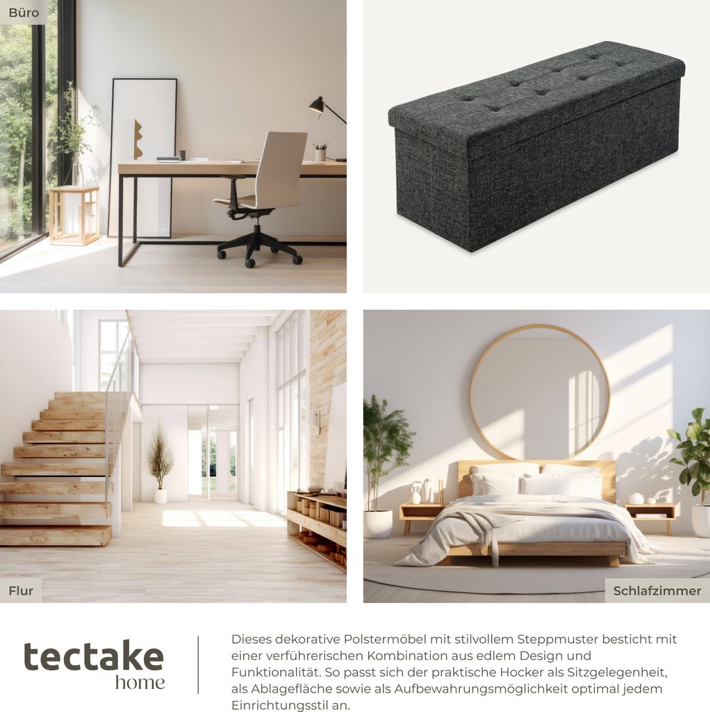 Sitzhocker mit Stauraum 110 x 38 x 38 cm Produktbild 6