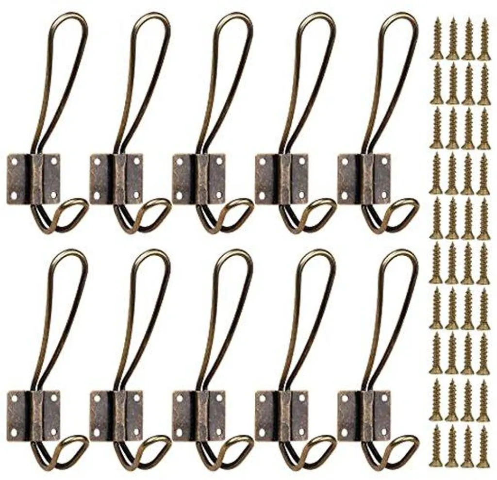 Crochets muraux lourds en bronze et double patère pour entrée rétro