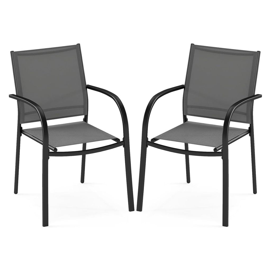 KOMFOTTEU 2er Set Klappstühle stapelbar, Gartenstühle mit hoher Rückenlehne & Armlehnen, Campingstühle bis 150 kg belastbar, Terassestühle fü...