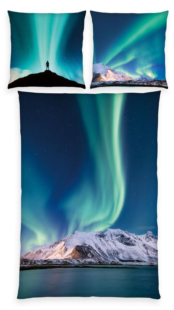 Polarlichter Bettwäsche Set 2tlg. 135x200 cm 100% Produktbild 