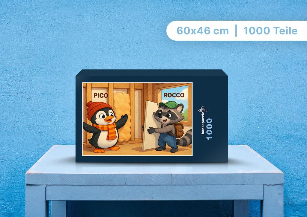 hansepuzzle 111881 - Pico und Rocco Puzzle, 1000 Teile, Kinder, 60,0 x 46,0cm mit hochwertiger Aufbewahrung, Kartonbox & Beutel
