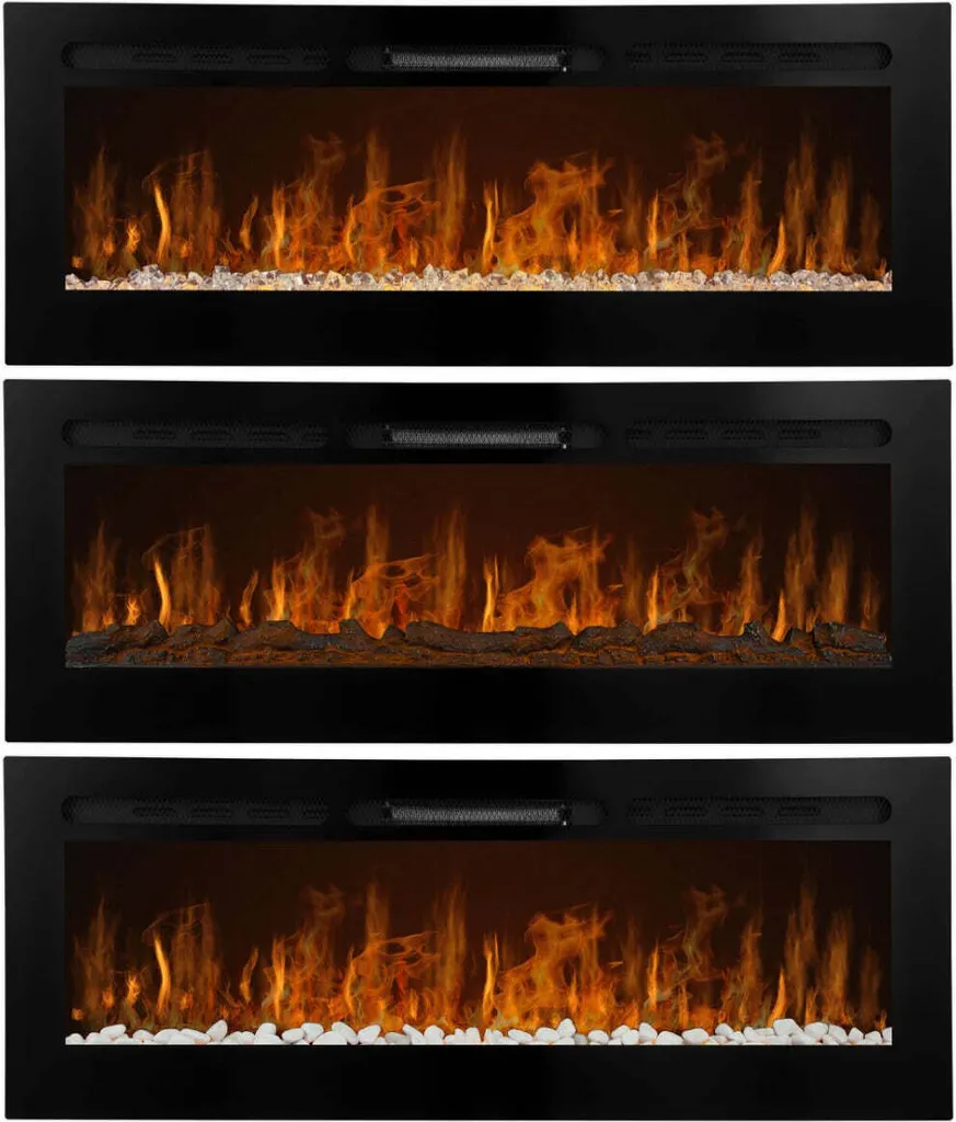 Cheminée électrique encastrable 127cm LED noire - Design Elite - 9