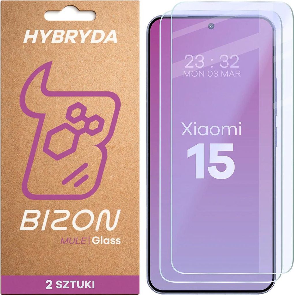 2x Flexibles Hybridglas für Xiaomi 15, Bizon Glass Mule Duo