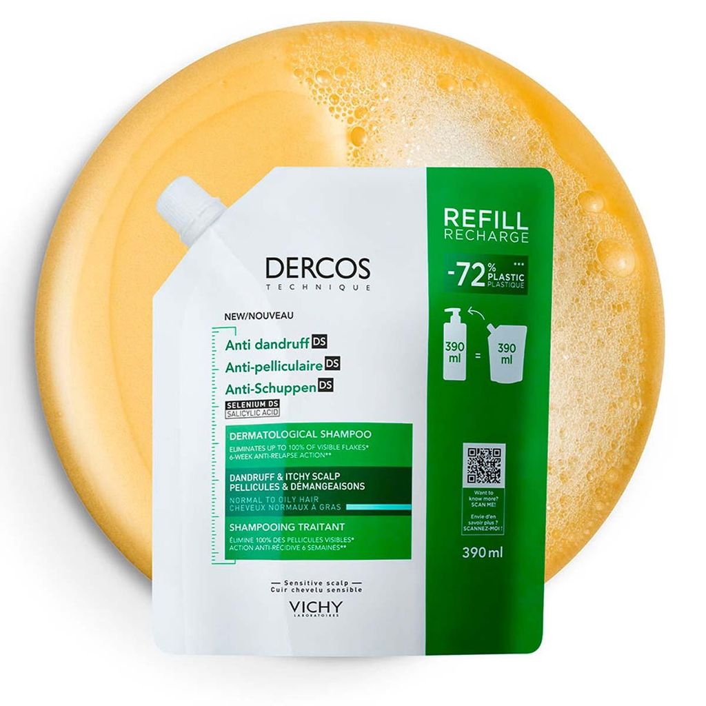 Dercos Anti-Schuppen-Shampoo für normales und fettiges Haar Nachfüllung 390ml