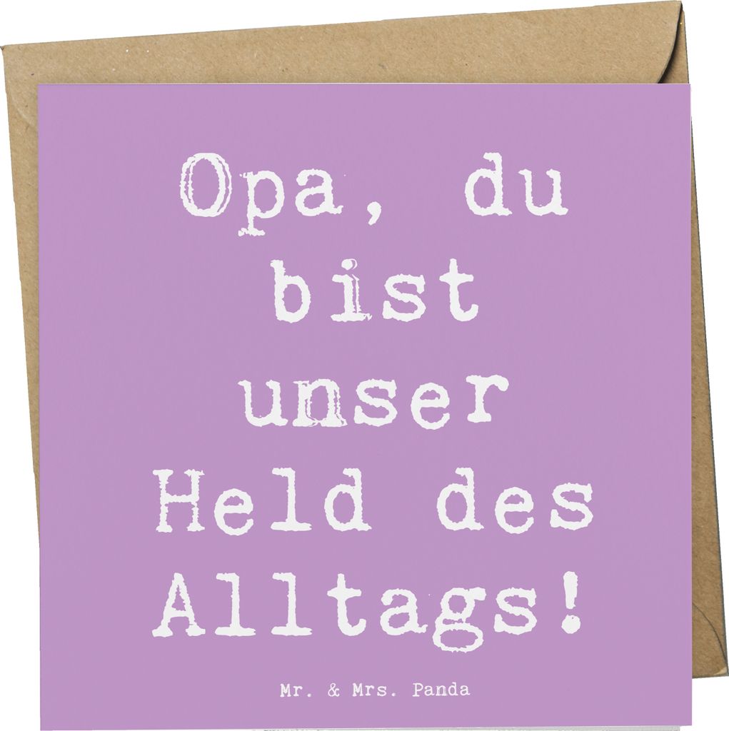 Mr. & Mrs. Panda Glückwunschkarte Spruch Opa Held - Lavendeltraum - Geschenk, faltkarte, doppelkarte, anlasskarte, besondere Geste, Grußkarte, li...