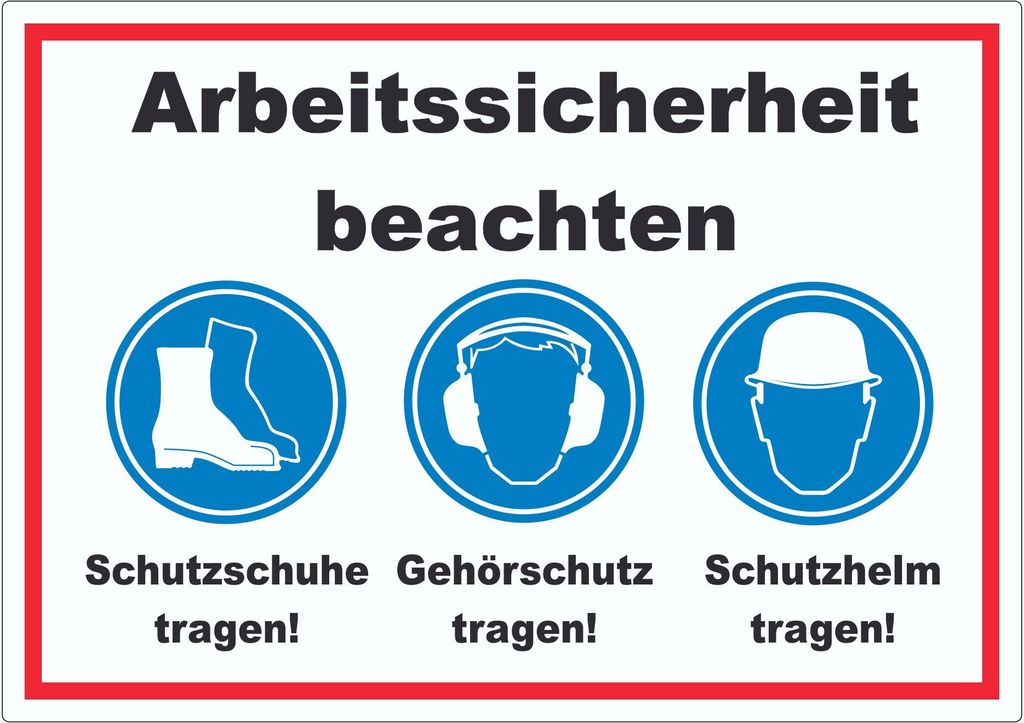 Arbeitssicherheit Füße Ohren Kopf Aufkleber A8 (52x74mm)