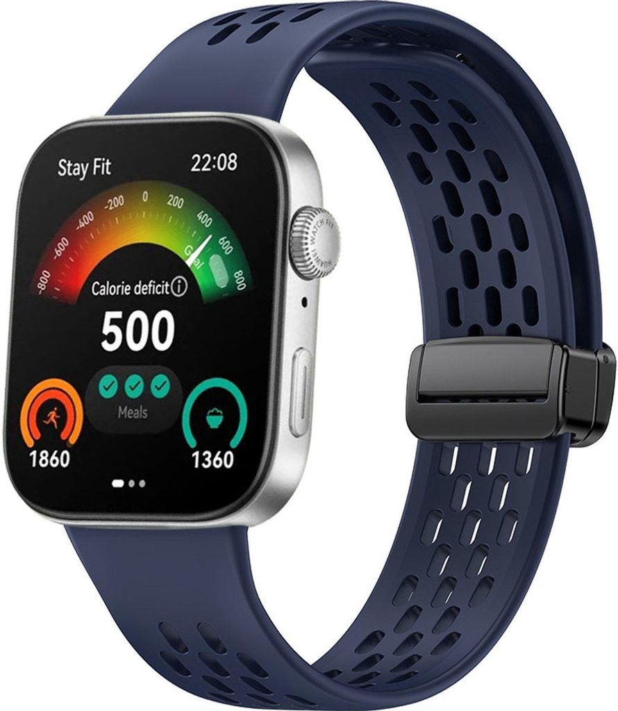 FFO2World Sport-Silikonarmband mit Magnetverschluss für Huawei Watch Fit 4 Pro / Fit 4 / Fit 3 – Atmungsaktiv, bequem, Blau