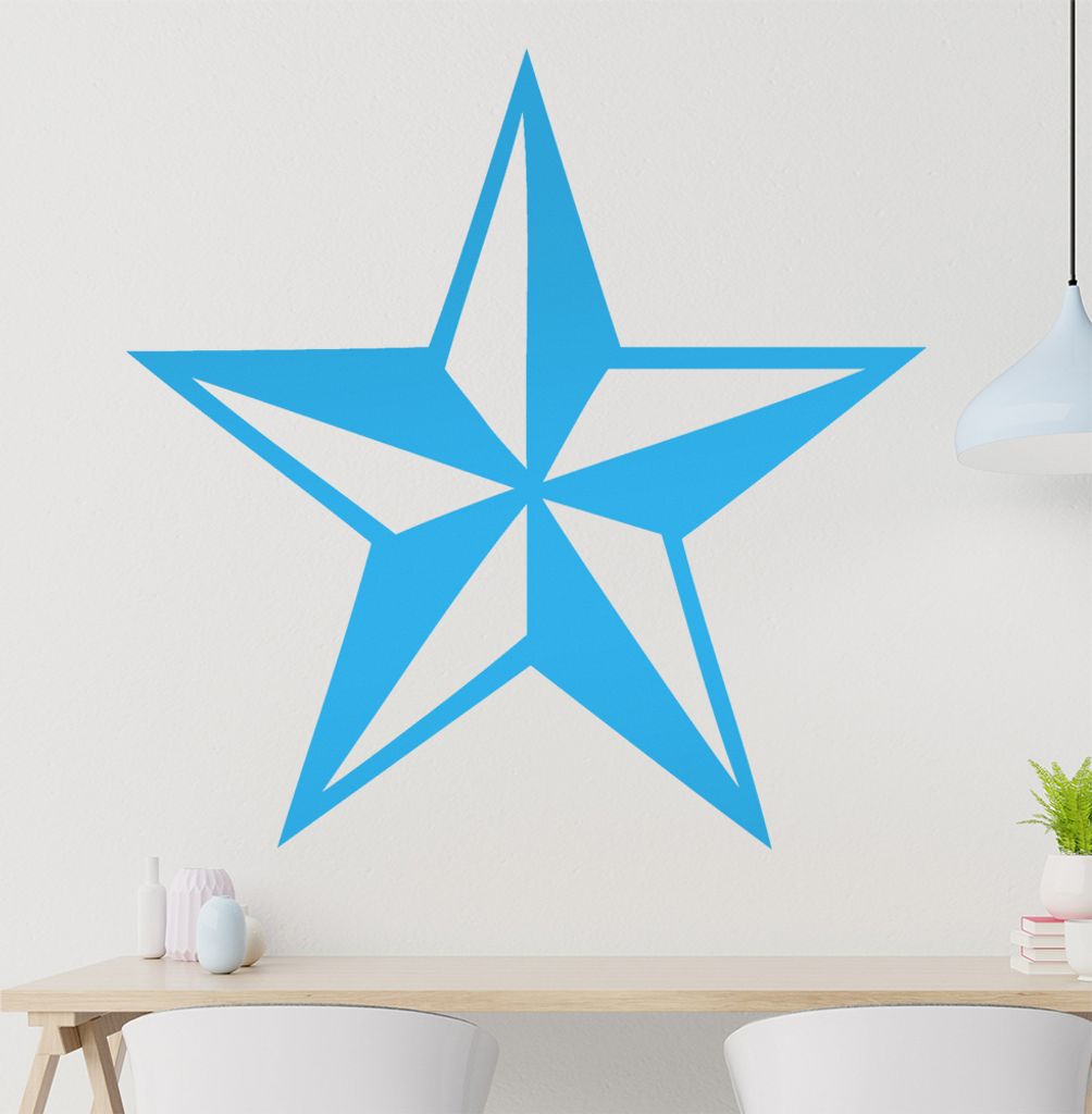 nautischer Stern Wandtattoo in 6 Größen - Wandaufkleber Wall Sticker - Dekoration, Küche, Wohnzimmer, Schlafzimmer, Badezimmer