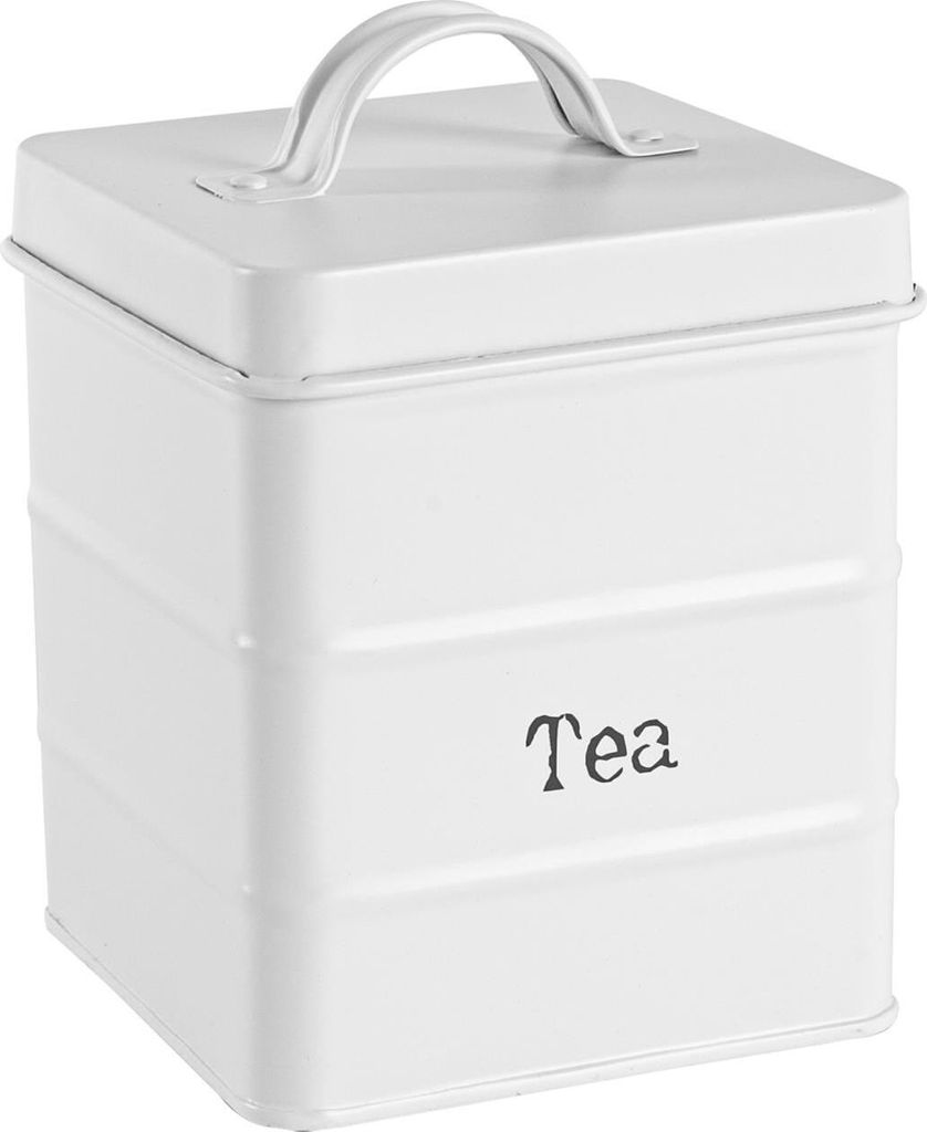 Harbour Housewares Weinlese-Tee Speicherbehälter - Metall Airtight Seal Square Glas - Mattweiß