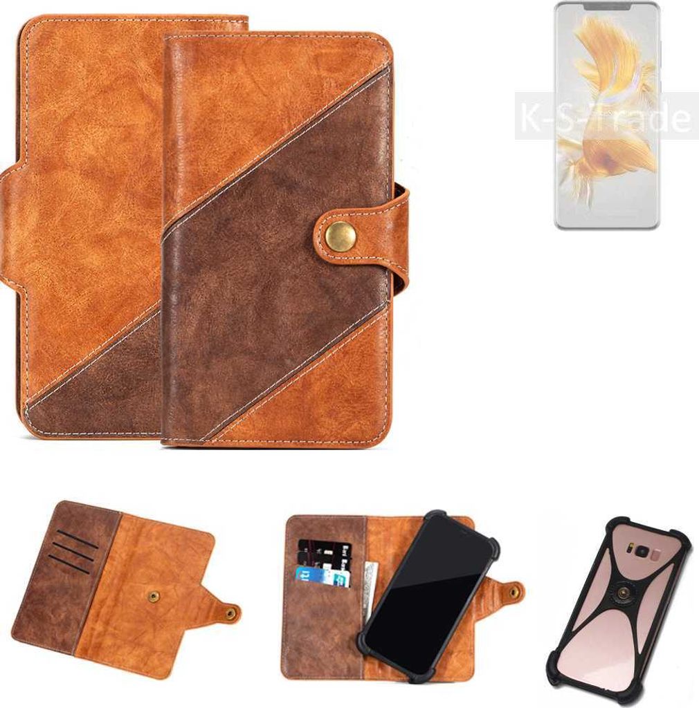 K-S-Trade Handyhülle Schutzhülle Bookstyle Case Wallet-Case kompatibel mit Huawei Mate 50 Pro Cover Klapphülle Kantenschutz Smartphone dunkelbraun