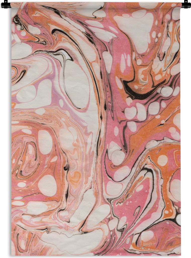 MuchoWow Wandteppich Wandbehang Marmor - Rosa - Schwarz 60x90 cm Tapisserie Dekoration Wandtuch - Foto-Teppich - Abwaschbar