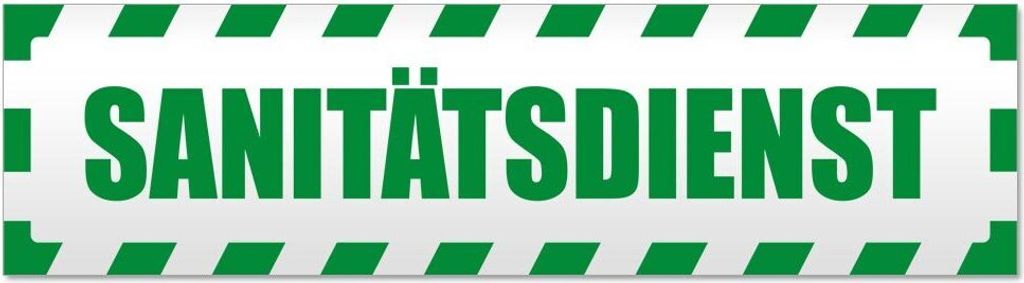 Kiwistar - Autoaufkleber - Grün - 20 x 5,3 cm - Sanitätsdienst gestreift - Hinweis Aufkleber Sticker für Auto, Kfz, Fahrrad, PKW, LKW